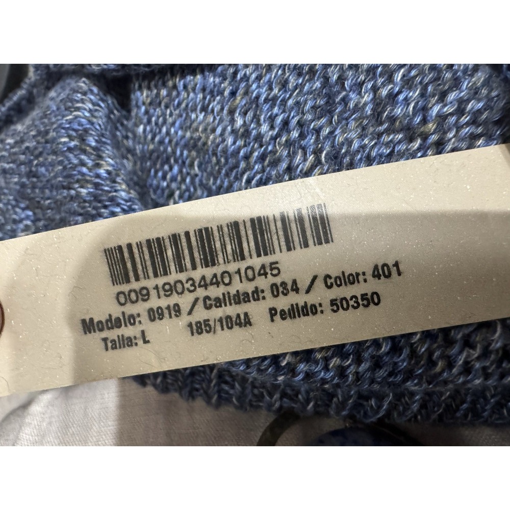MASSIMO DUTTI Men's Blue Linen-Cotton Blend Shawl Collar Sweater Sz L Italy - Picture 7 of 9